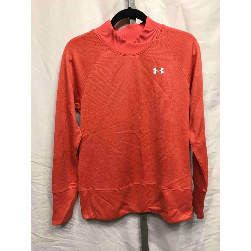 Under Armour ColdGear Mock‎ Neck Sweatshirt Coral Orange Fitted Women's SM